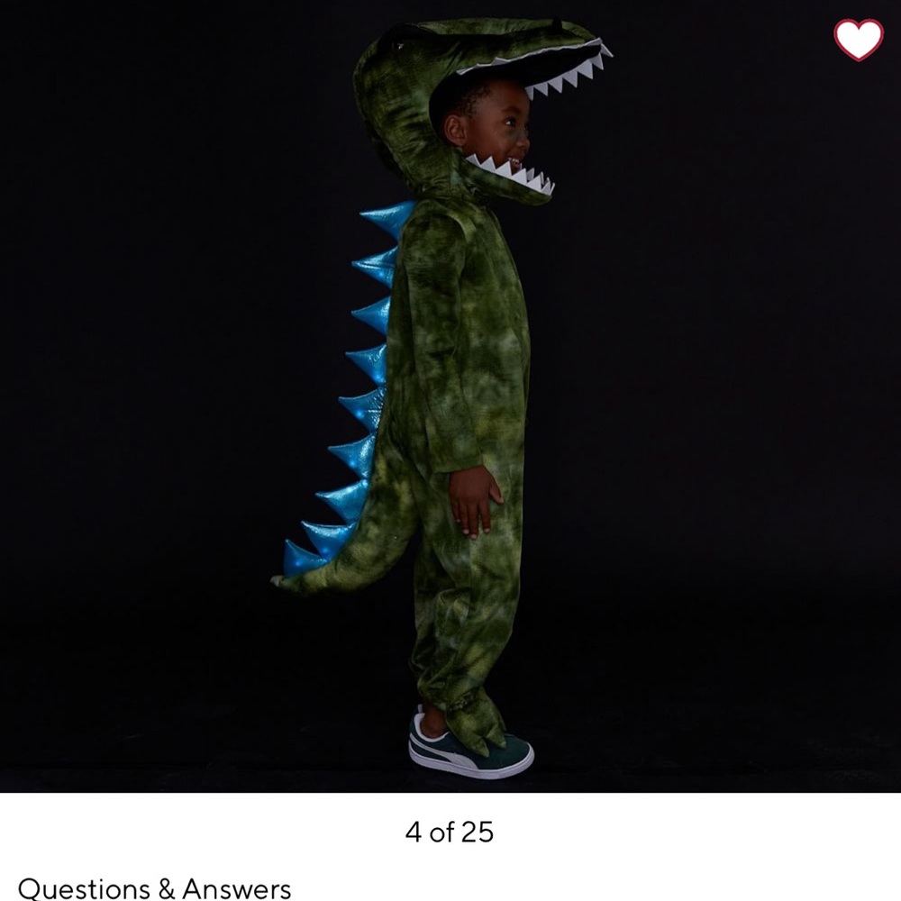 Kids Green Dinosaur Costume with Blue Spikes